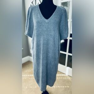 Softies Marshmallow V-Neck / Cozy Lounger Dress • Cloud-Soft Knit Loungewear - M